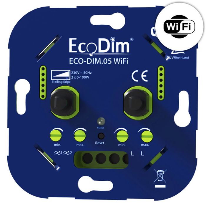 WiFi duo dimmer 2x 0-100W | ECO-DIM.05 WiFi