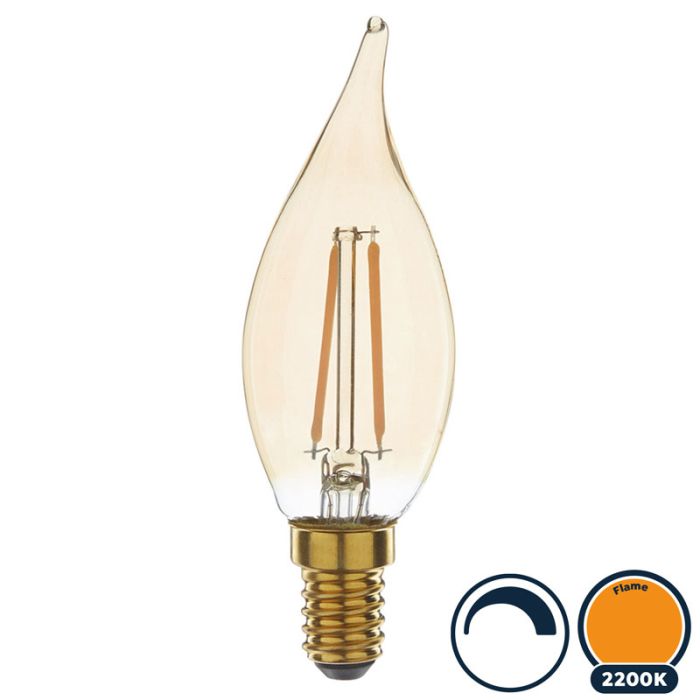 periodieke Misverstand Donder Led filament E14 kaarslamp met tip flame 2.5W dimbaar (B35)