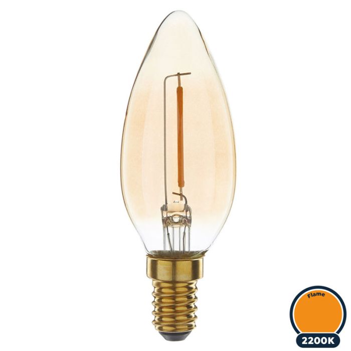 kabel ballon Intensief Led filament E14 kaarslamp flame 1W (B35)