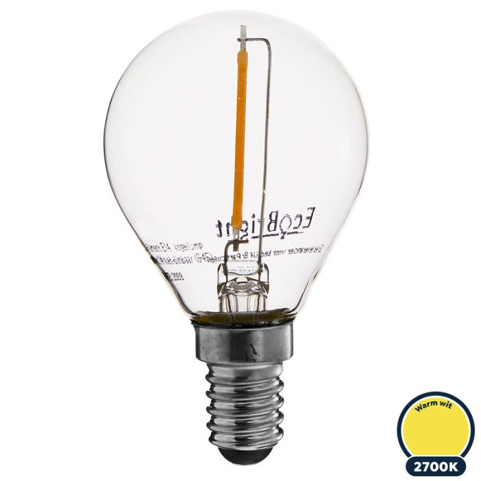 Led filament E14 kogellamp 1W (G45)