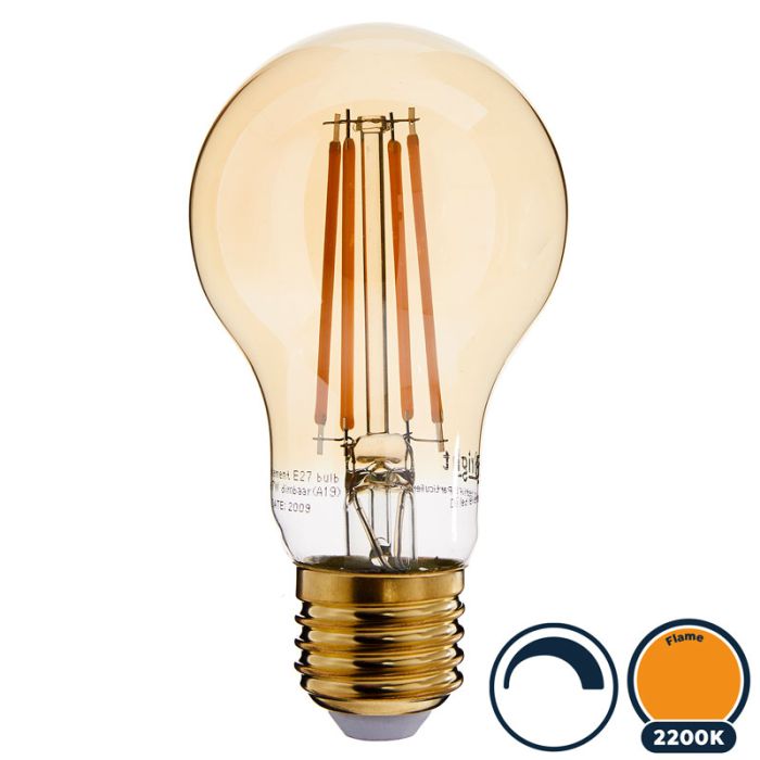Onbelangrijk streepje aanklager Led filament E27 bulb flame 7W dimbaar (A60)