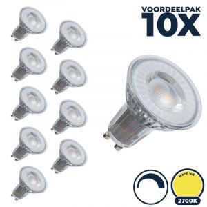 Voordeelpak 10x GU10 led spot dimbaar 2700K/warm wit 5W - Basic