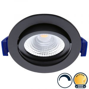 Dimbare led inbouwspot zwart, dim to warm, kleine inbouwdiepte, IP54