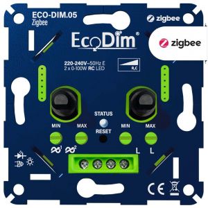 Zigbee duo led dimmer inbouw 2x 0-100W | ECO-DIM.05 Zigbee