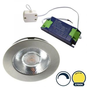 Led meubelspot dimbaar, ondiepe inbouw, IP54, warm wit, RVS/nikkel, incl. trafo