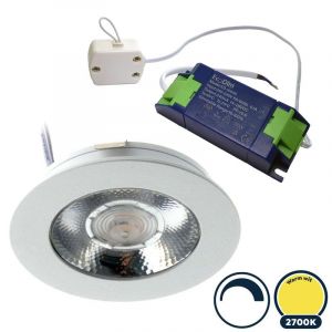 Led meubelspot dimbaar, ondiepe inbouw, IP54, warm wit, wit, incl. trafo