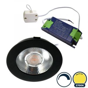 Led meubelspot dimbaar, ondiepe inbouw, IP54, warm wit, zwart, incl. trafo