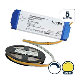 Led strip 5 meter warm wit dimbaar, COB | Led strip incl. voeding